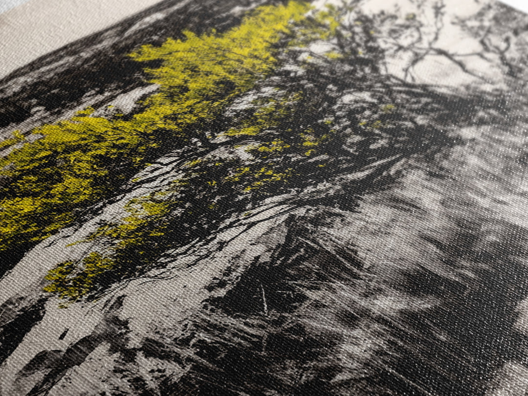 Desert Landscape Art, Minimalist Nature Print, Monochrome Decor, Rustic Mountain Scene, Living Room Wall Art, Framed Canvas Print