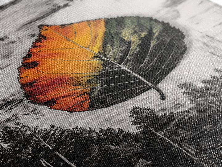 Autumn Leaf Print, Fall Nature Wall Art, Rustic Botanical Painting, Seasonal Home Decor, Cozy Living Room, Framed Canvas Print