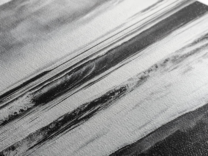 Black and White Waves, Ocean Painting, Dramatic Coastline, Minimalist Art, Framed Canvas Print, Modern Seascape, Contemporary Wall Art