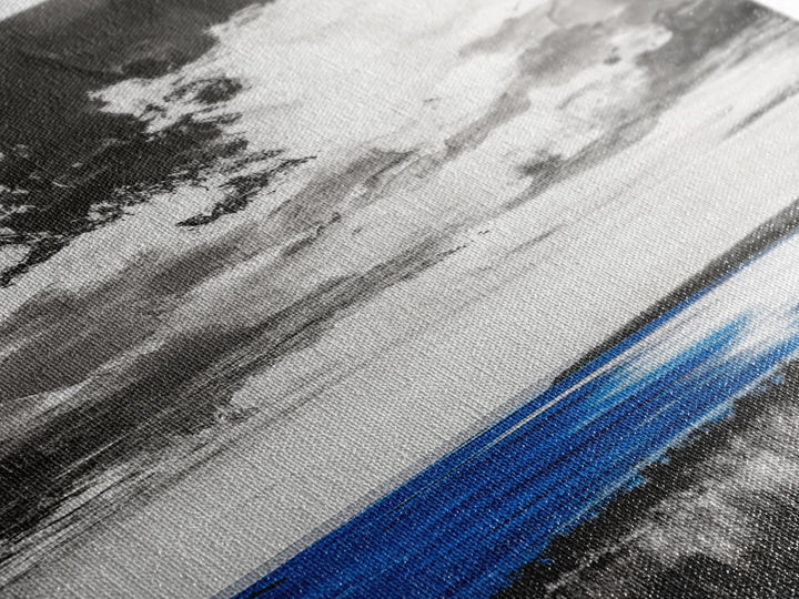 Blue Horizon, Ocean Landscape, Coastal Wall Art, Black and White Sky, Beach House Decor, Modern Art, Framed Canvas Print, Tranquil Design