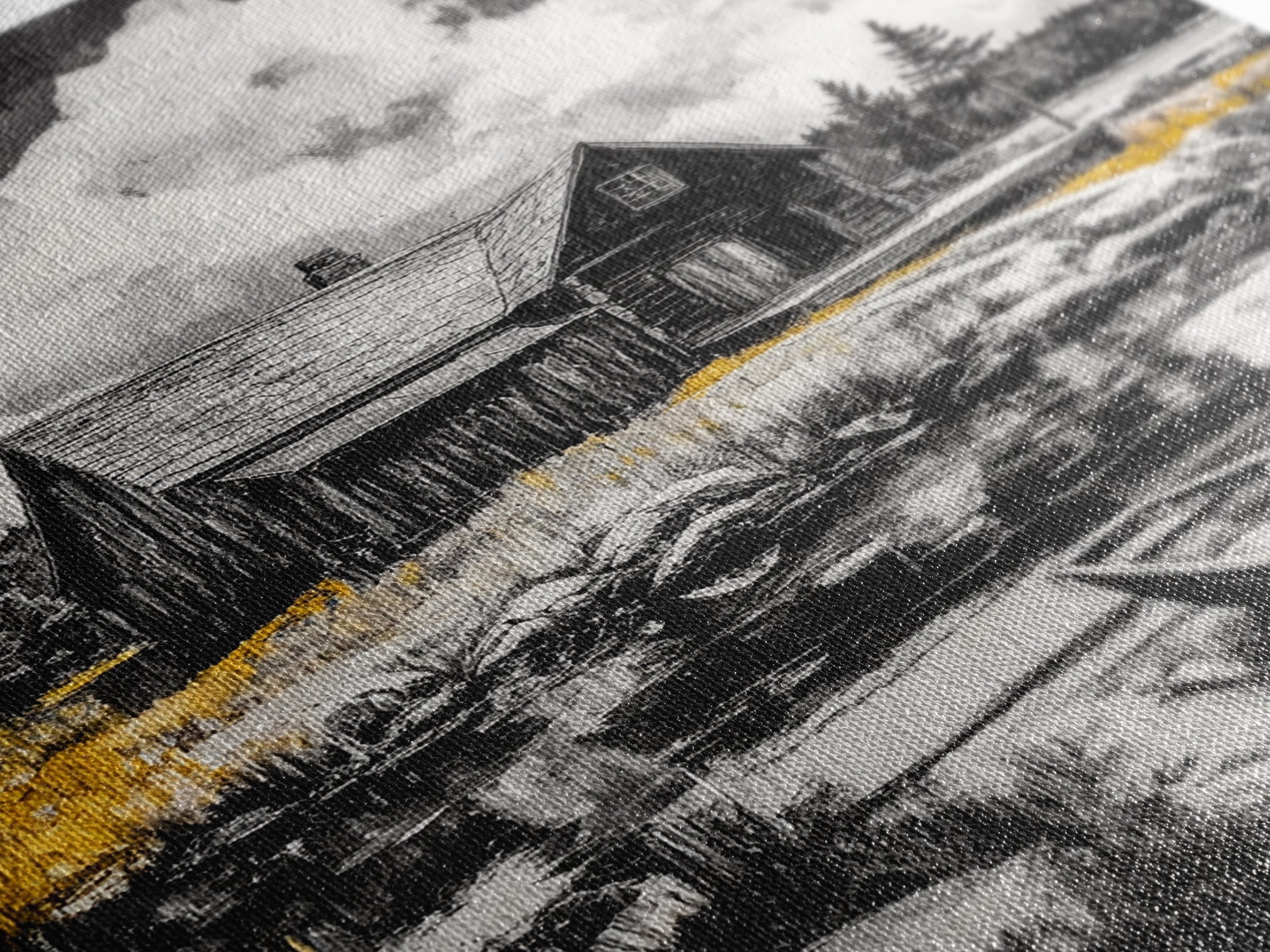 Cabin Reflection, Rustic Home Art, Log House Painting, Tranquil Lake, Country Home Wall Decor, Framed Canvas Print, Nature Lover Gift