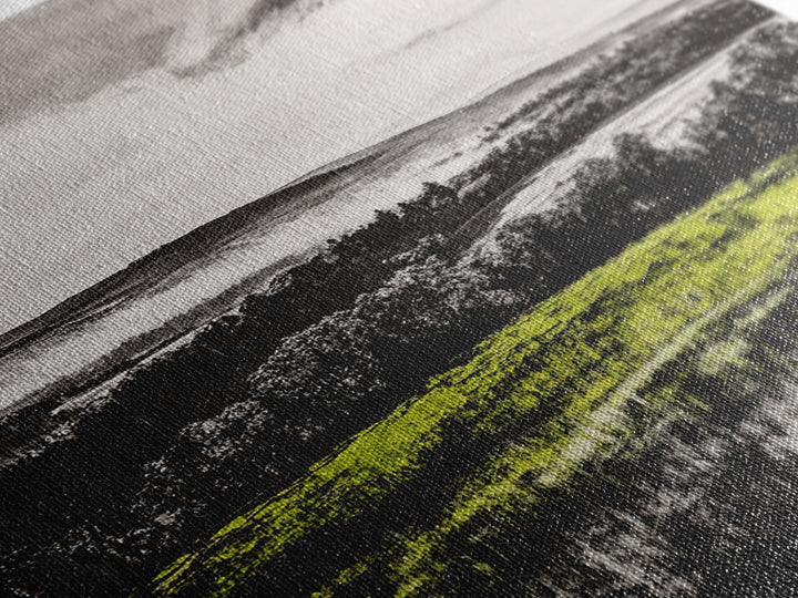 Rolling Hills, Nature Landscape, Canvas Print, Black White Green Art, Farmhouse Decor, Rustic Wall Art, Bedroom Decor, Fall Home Art