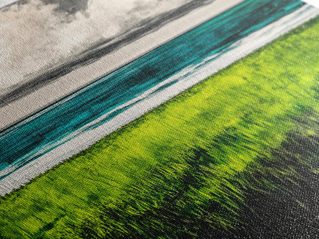 Coastal Landscape Art, Green Blue Ocean, Canvas Print, Serene Beach Wall Decor, Minimalist Nature Painting, Tranquil Home Accent