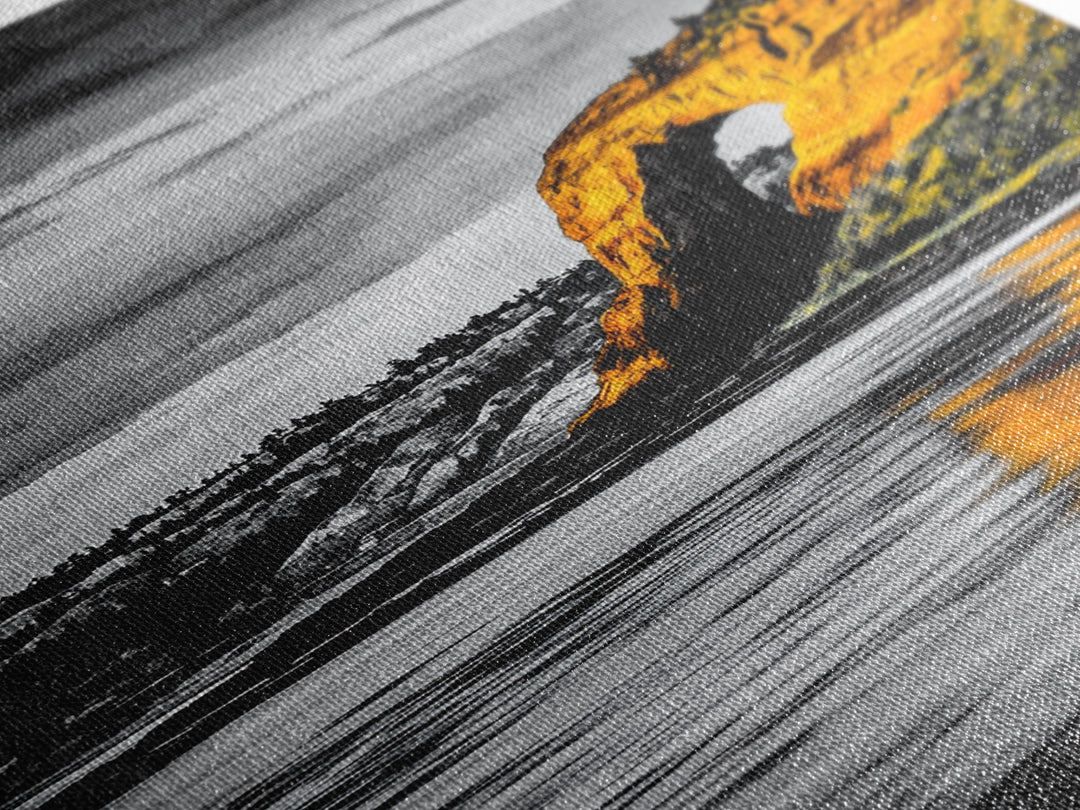 Coastal Arch, Ocean Canvas Print, Seascape Wall Art, Nautical Home Decor, Living Room Artwork, Black and White Landscape