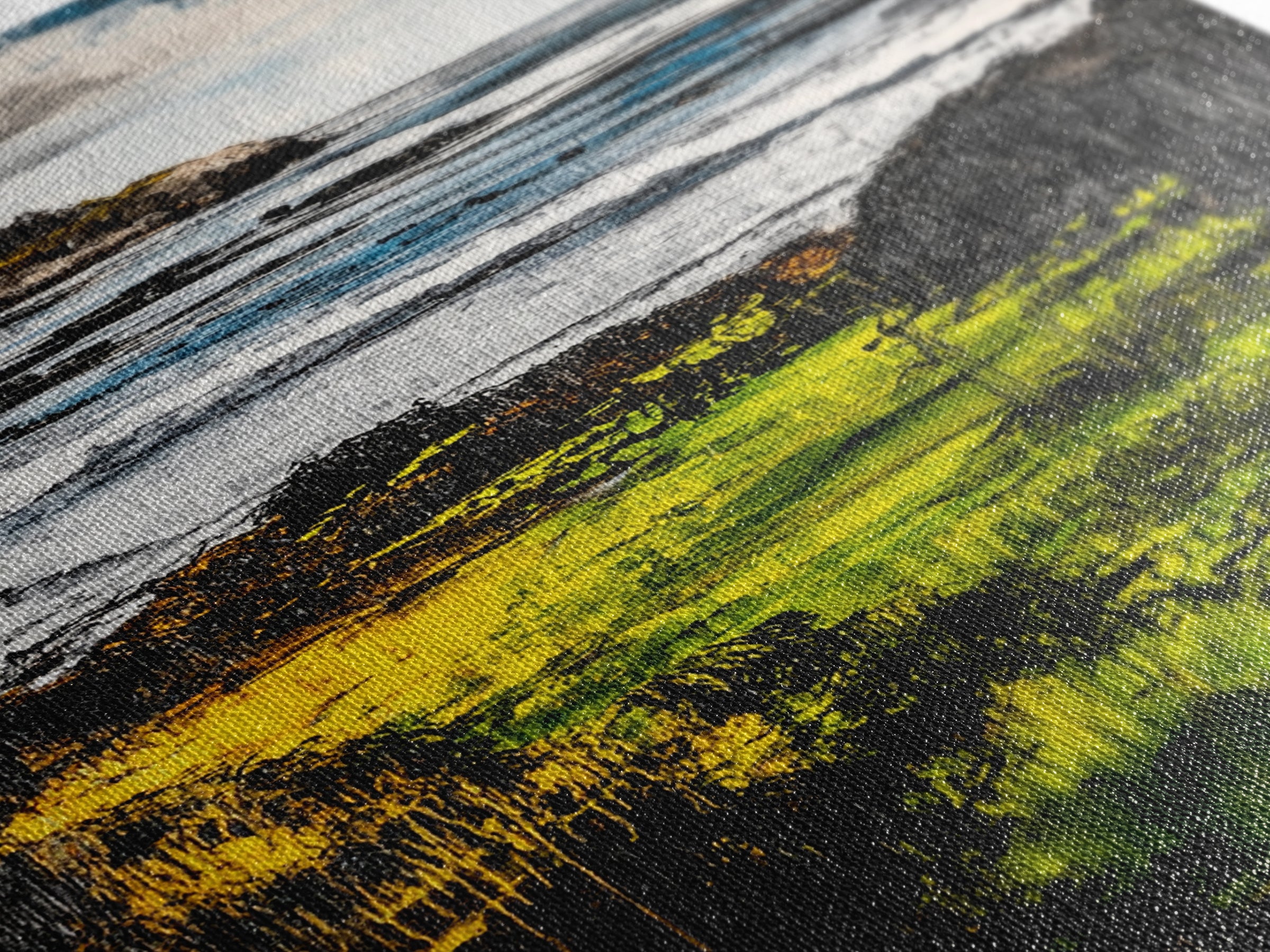 Coastal Serenity, Ocean Landscape Painting, Vibrant Nature Art, Beach House Decor, Framed Canvas Print, Modern Farmhouse or Bedroom Wall Art