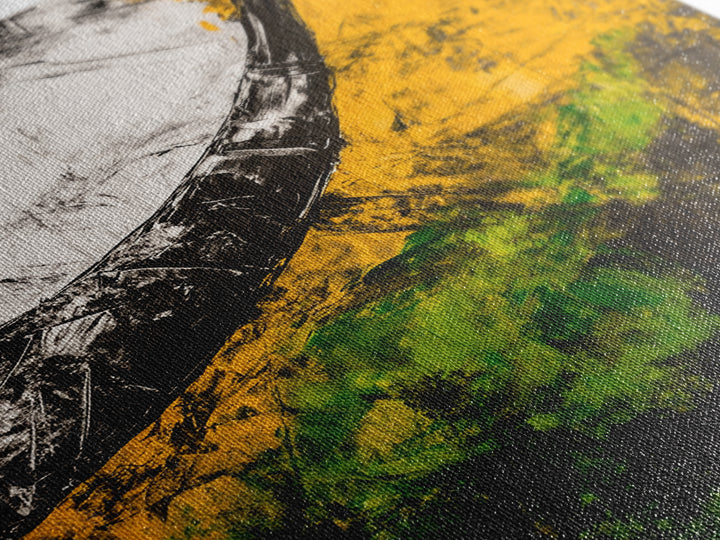 Abstract Horn, Black and Yellow Modern Painting, Bold Expressionist Art, Framed Canvas Print, Contemporary Office or Loft Wall Decor