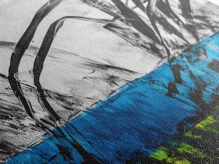 Abstract Grass, Blue and Green Art, Nature Inspired Wall Art, Minimalist Decor, Textured Canvas Print, Living Room Wall Art