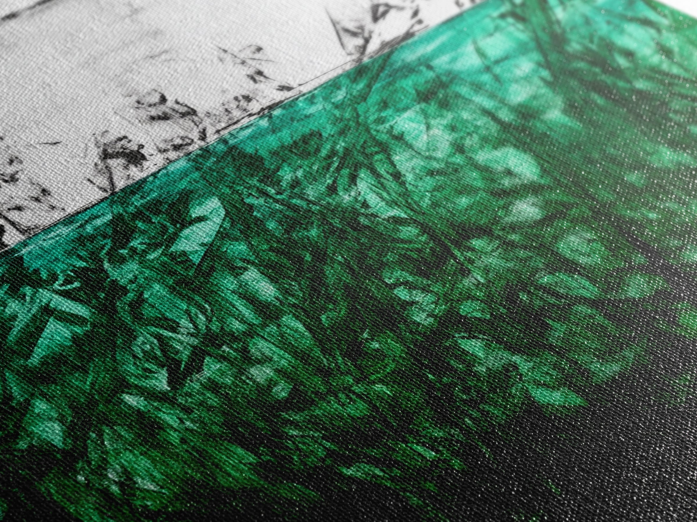 Abstract Grassland, Green Nature Art, Minimalist Botanical Wall Decor, Earthy Modern Print, Framed Canvas Print, Living Room Wall Art