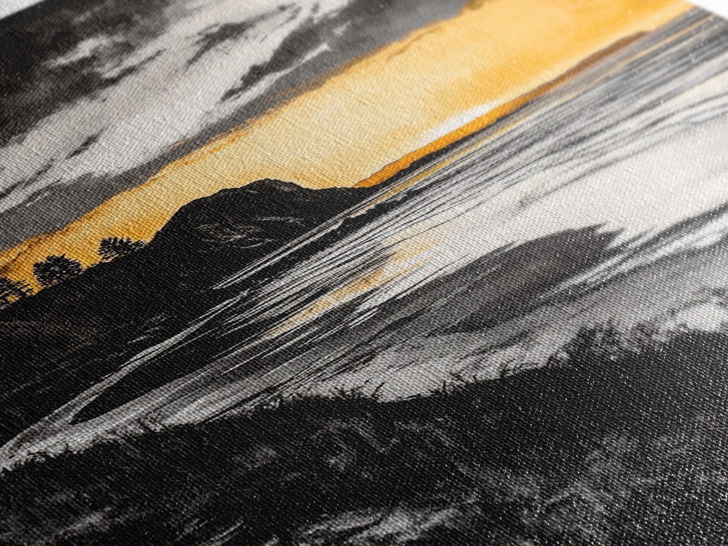 Cliffside Sunset, Golden Sky, Coastal View, Seascape, Framed Canvas Print, Modern Wall Art, Office Decor, Dramatic Landscape