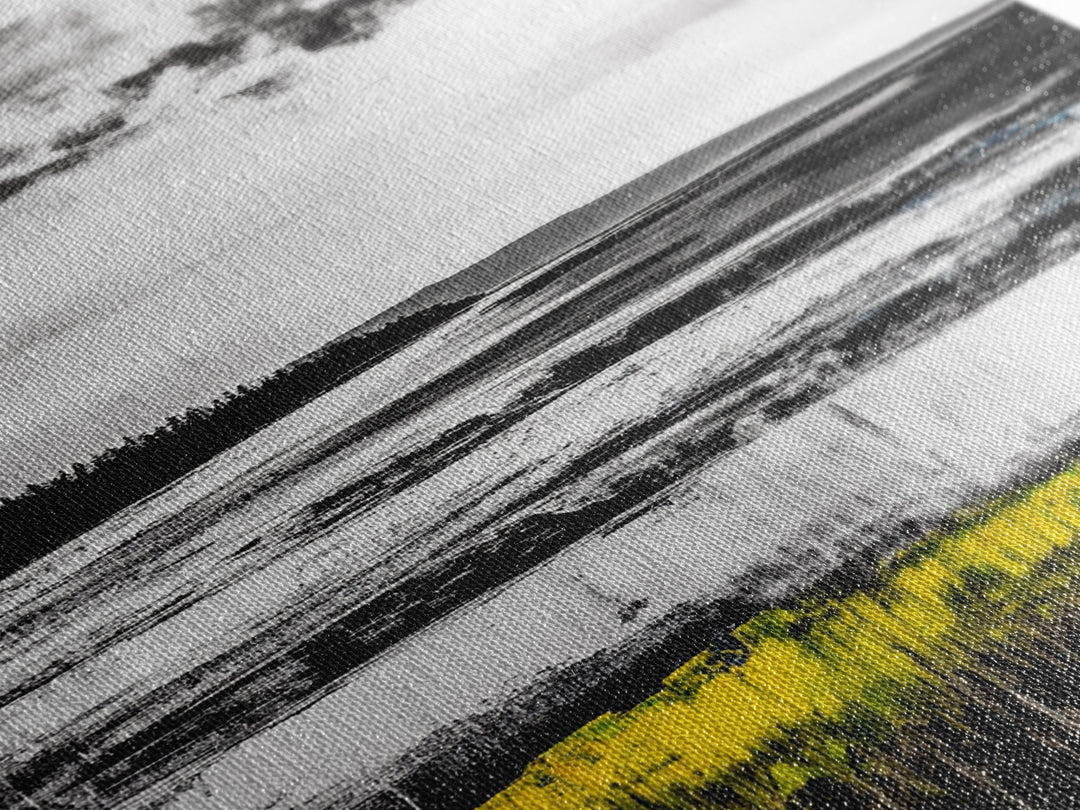 Coastal Shoreline, Misty Landscape, Black and White, Nature Print, Framed Canvas Print, Office Wall Art, Serene Seascape, Minimalist Art