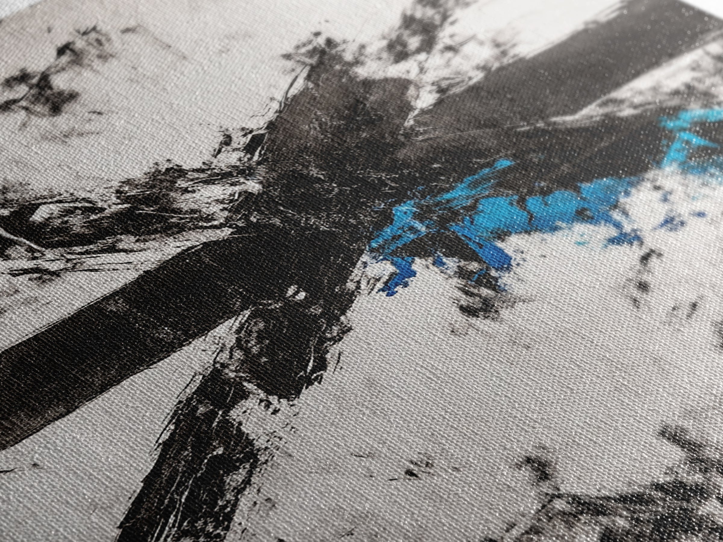 Black White Chaos, Modern Abstract, Bold Brush Strokes, Framed Canvas Print, Office Decor, Industrial Wall Art, Contemporary Art