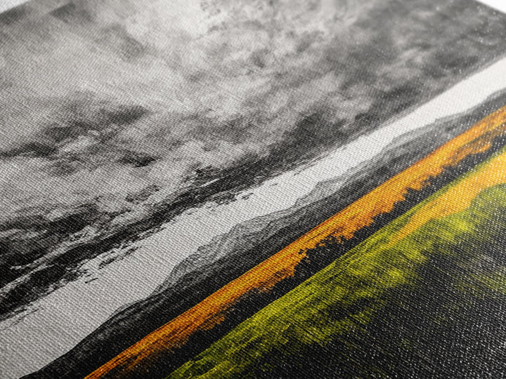 Dramatic Sky, Mountain Landscape, Autumn Wall Art, Golden Field Canvas Print, Rustic Home Decor, Modern Farmhouse Art, Large Wall Art