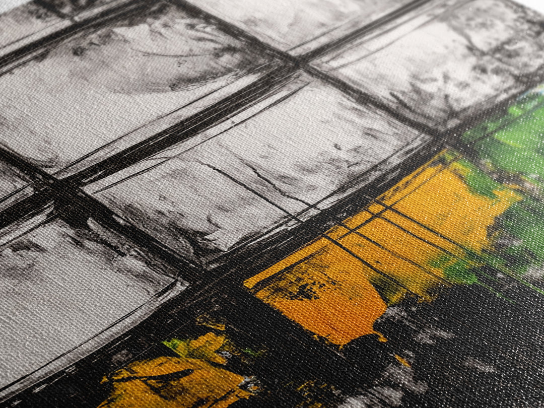 Abstract Windows, Modern Wall Art, Black and White Geometric Print, Industrial Home Decor, Framed Canvas Print, Contemporary Office Art