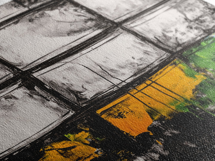 Abstract Windows, Modern Wall Art, Black and White Geometric Print, Industrial Home Decor, Framed Canvas Print, Contemporary Office Art