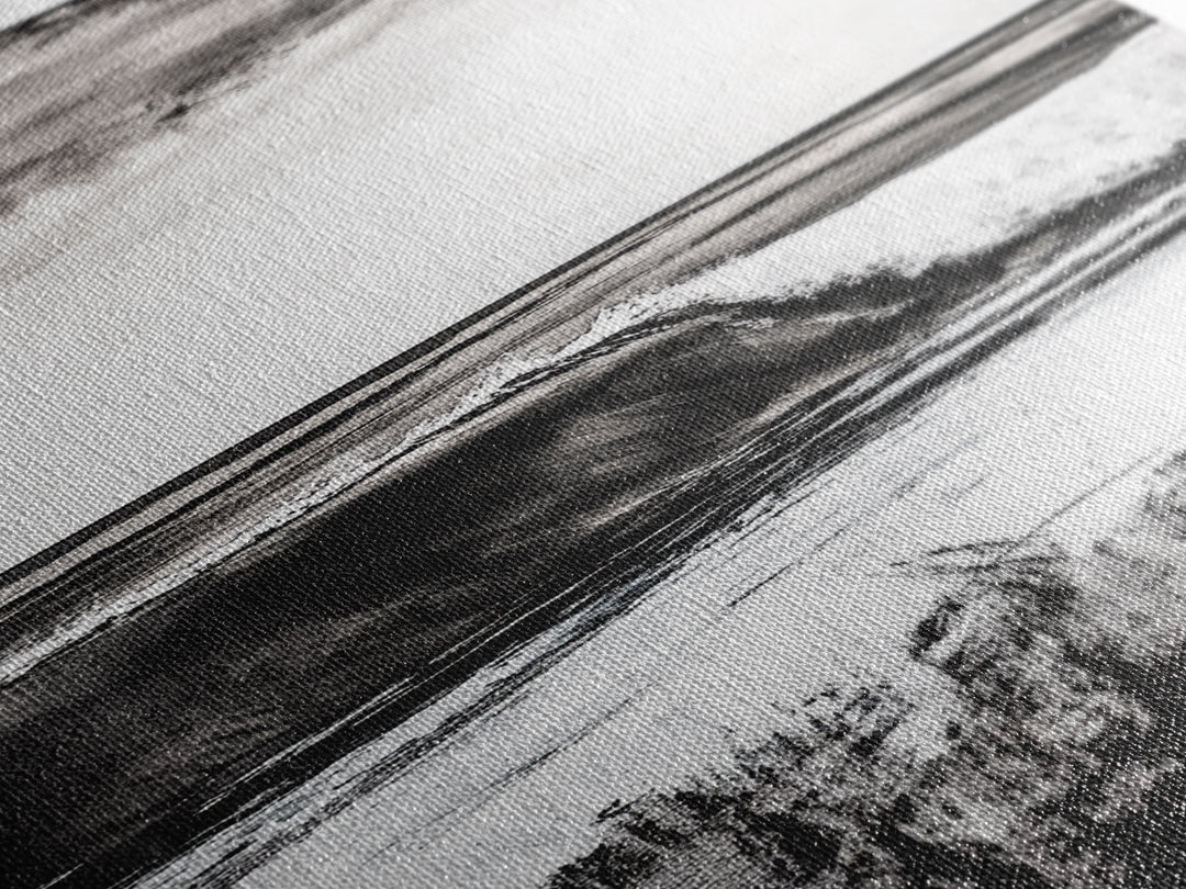 Black White Waves, Ocean Wall Art, Minimalist Coastal, Framed Canvas Print, Beach House Decor, Monochrome Seascape, Surfer Gift