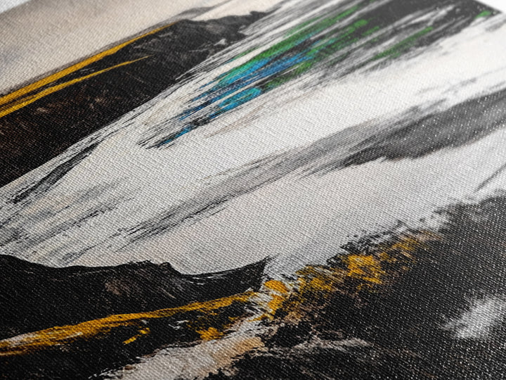 Coastal Cliffs, Ocean Waves, Beach Landscape, Nature Wall Art, Framed Canvas Print, Living Room Decor, Modern Seascape, Blue Tones