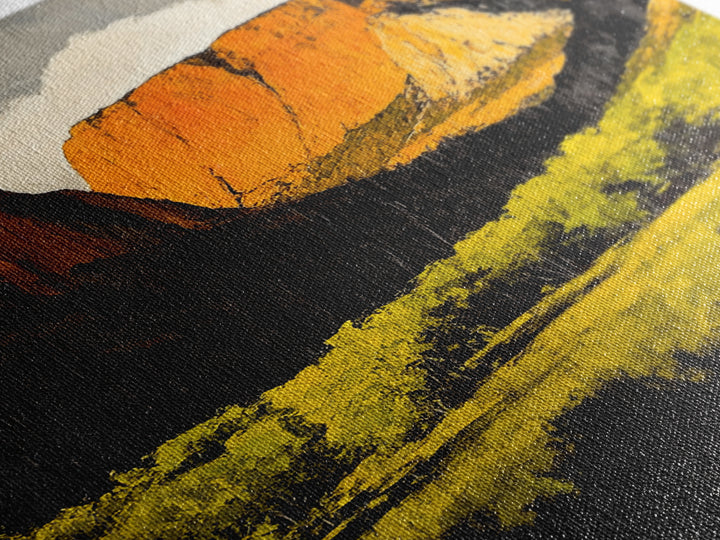 Desert Cliffs, Southwestern Art, Autumn Landscape Painting, Warm Earth Tones, Bold Canyon Decor, Nature Scenic Wall Art, Canvas Print