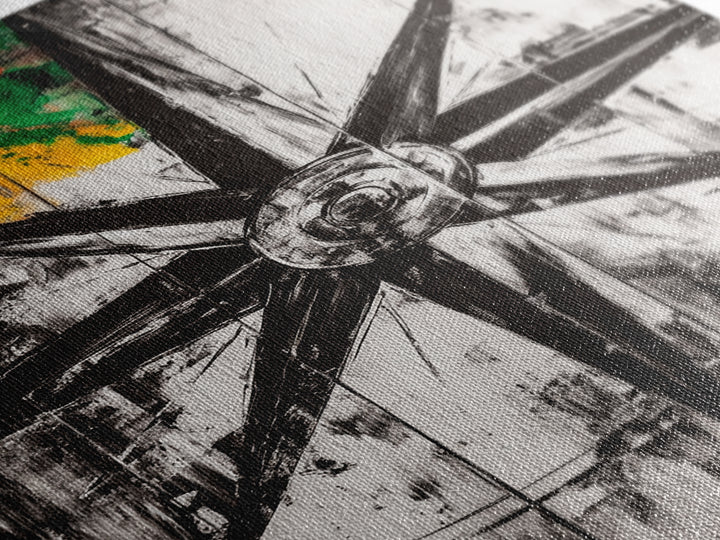 Compass Rose, Nautical Symbol, Abstract Design, Canvas Print, Black and White Art, Coastal Wall Decor, Modern Minimalist Artwork