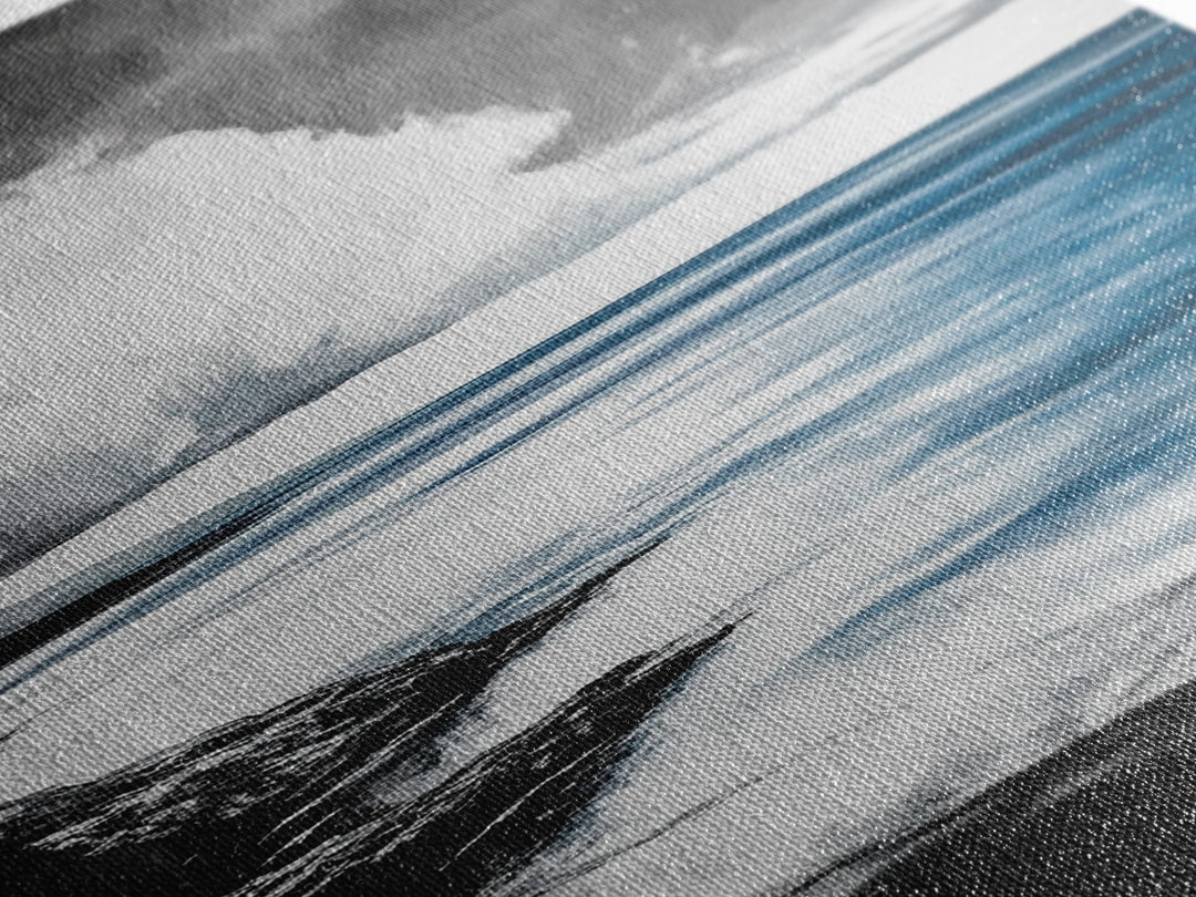 Coastal Shoreline Art, Monochrome Beach Print, Serene Ocean View, Tranquil Seascape Wall Decor, Nautical Art, Framed Canvas Print