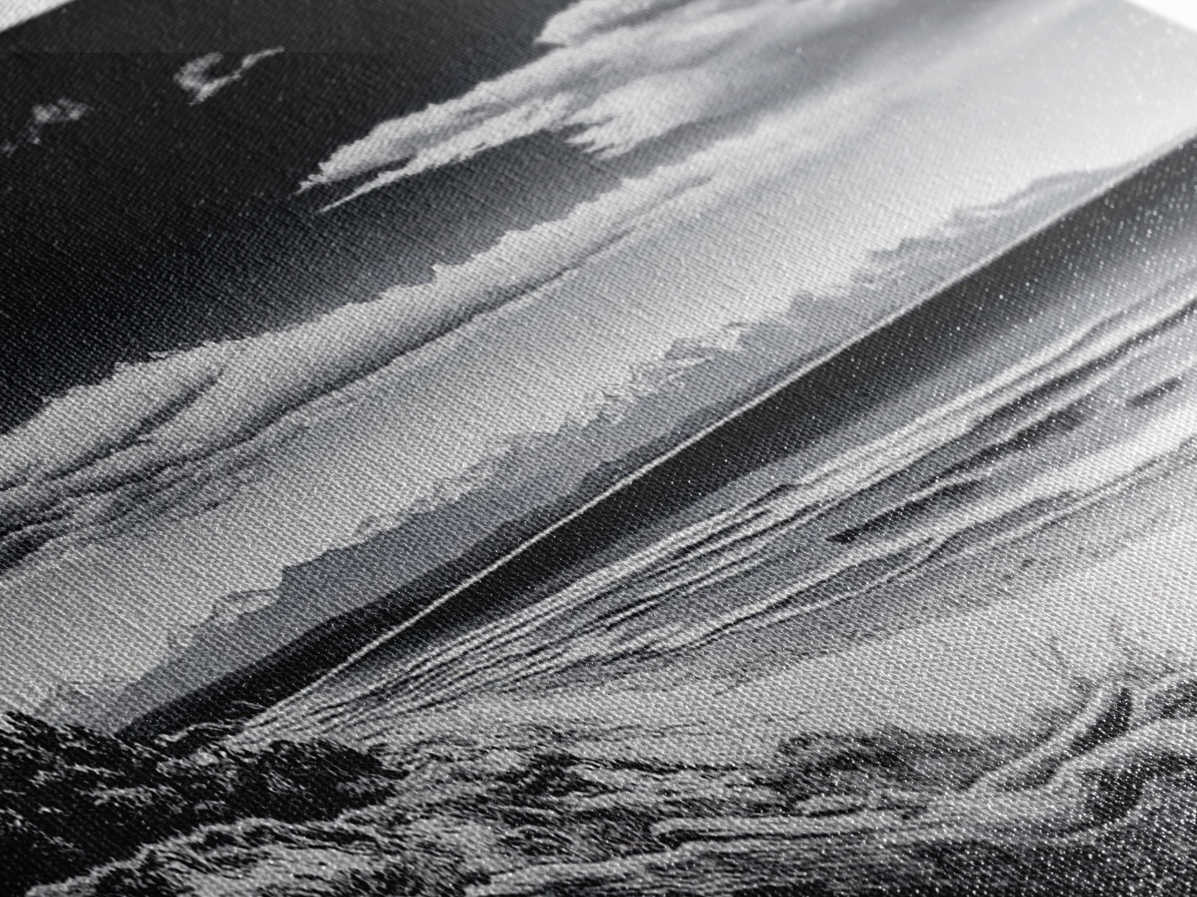 Black and White Beach, Coastal Wall Art, Modern Seascape, Minimalist Art, Monochrome Print, Framed Canvas Print, Bedroom Decor