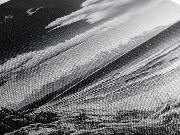 Black and White Beach, Coastal Wall Art, Modern Seascape, Minimalist Art, Monochrome Print, Framed Canvas Print, Bedroom Decor