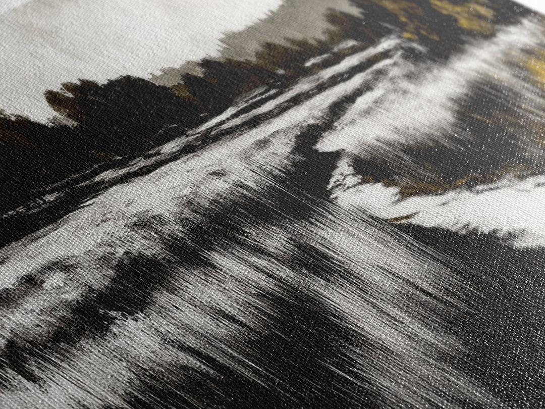 Black and White Marsh, Rustic Landscape, Moody Wall Art, Minimalist Nature Print, Framed Canvas Print, Bedroom Wall Decor