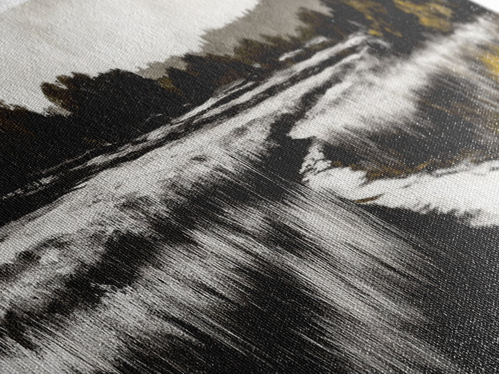 Black and White Marsh, Rustic Landscape, Moody Wall Art, Minimalist Nature Print, Framed Canvas Print, Bedroom Wall Decor