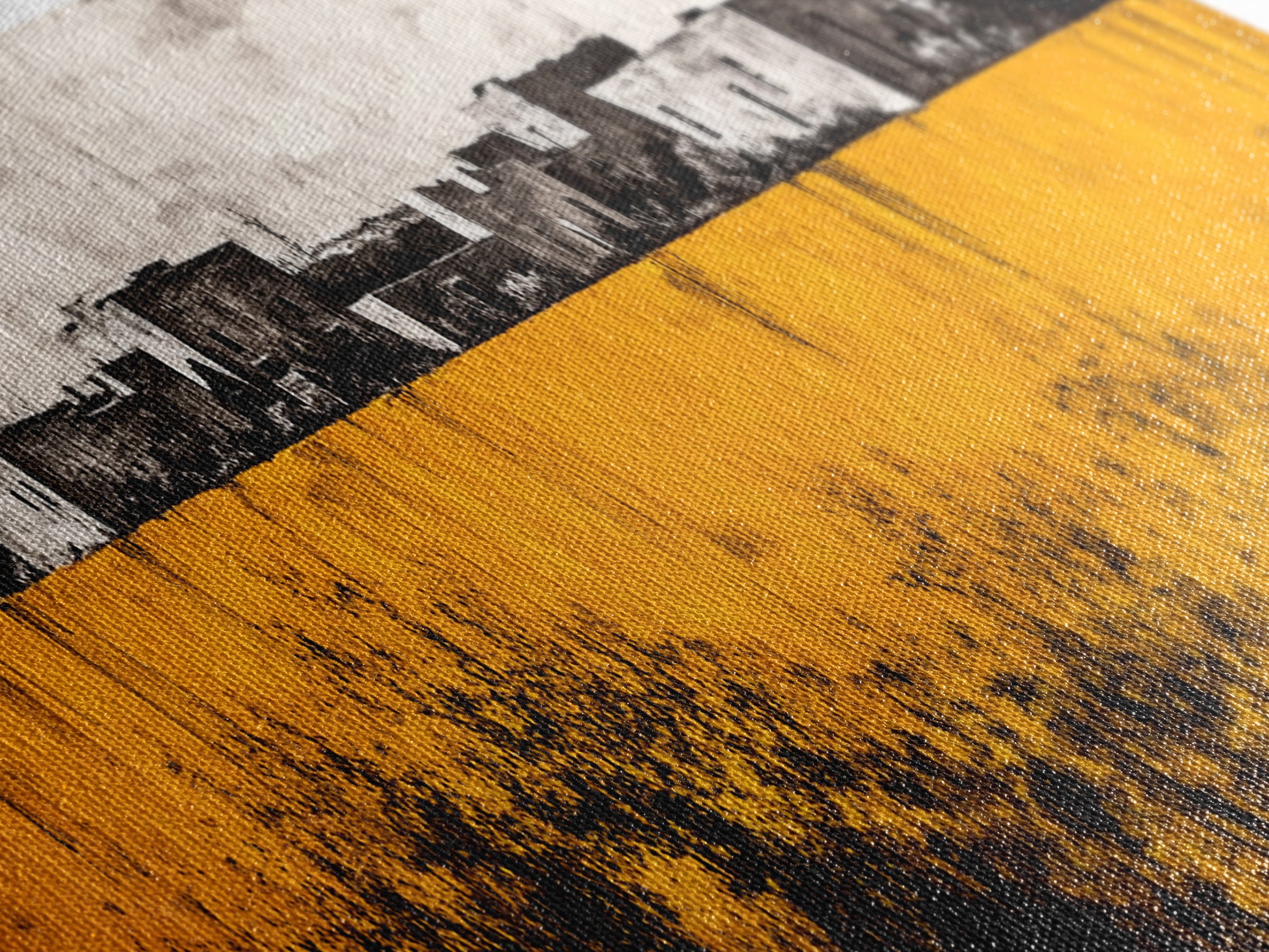 Desert Village, Southwestern Art, Yellow Landscape, Canvas Print, Rustic Wall Decor, Living Room Wall Art, Modern Abstract, Boho Aesthetic