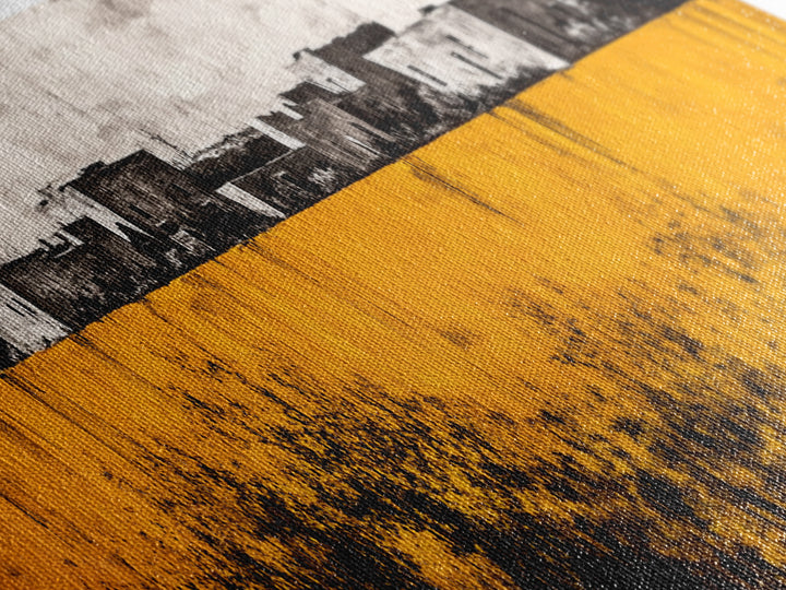 Desert Village, Southwestern Art, Yellow Landscape, Canvas Print, Rustic Wall Decor, Living Room Wall Art, Modern Abstract, Boho Aesthetic