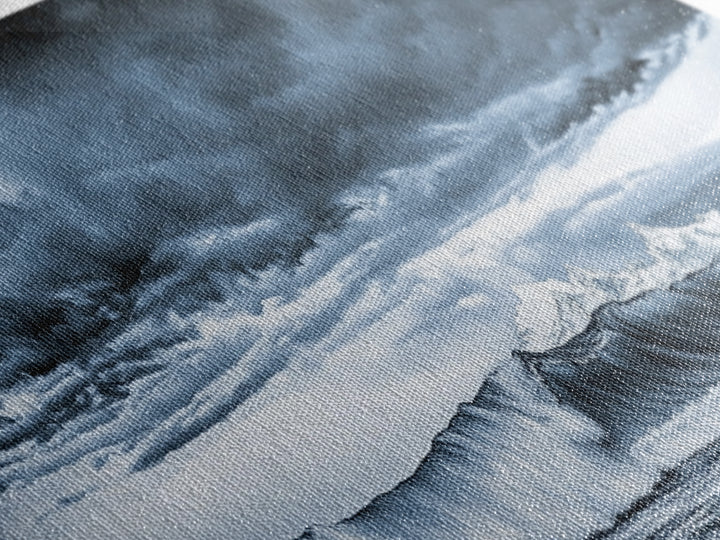 Blue Ocean, Stormy Waves, Mountain Seascape, Canvas Print, Coastal Wall Art, Nautical Home Decor, Living Room Art, Large Modern Print