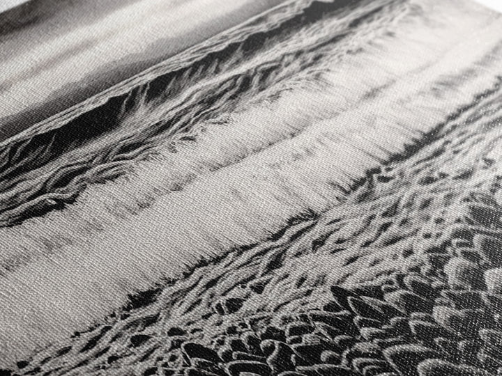 Black and White, Pebble Beach, Monochrome Ocean Art, Coastal Canvas Print, Minimalist Wall Art, Living Room Decor, Framed Canvas Print