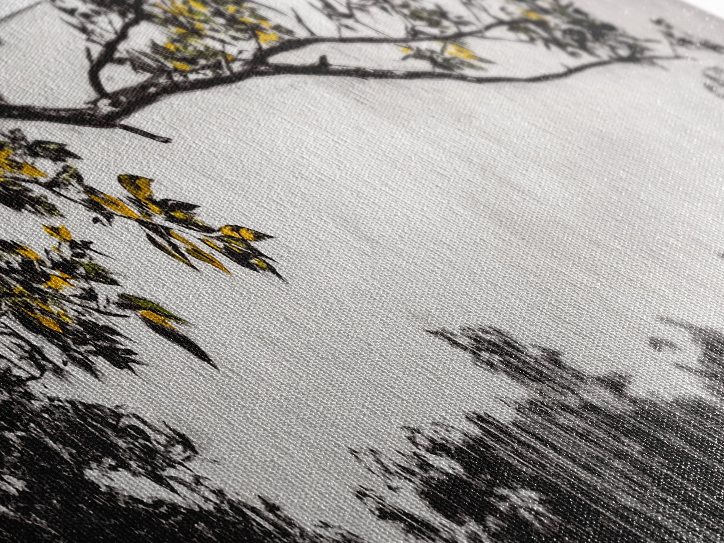 Black White, Dripping Leaves, Modern Art, Framed Canvas Print, Minimalist Decor, Neutral Wall Art, Living Room Wall Art, Monochrome Nature Scene