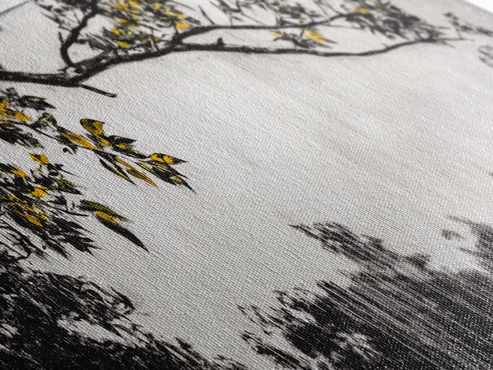 Black White, Dripping Leaves, Modern Art, Framed Canvas Print, Minimalist Decor, Neutral Wall Art, Living Room Wall Art, Monochrome Nature Scene