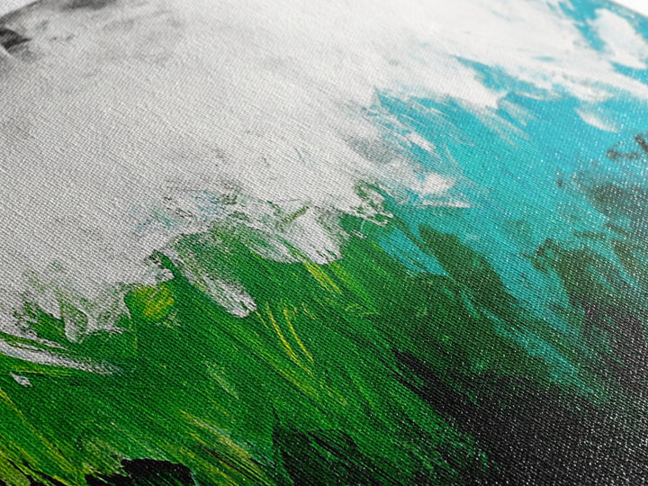 Abstract Seascape, Textured Wave, Coastal Artwork, Modern Ocean Print, Minimalist Blue Green Decor, Framed Canvas Print, Gift Idea