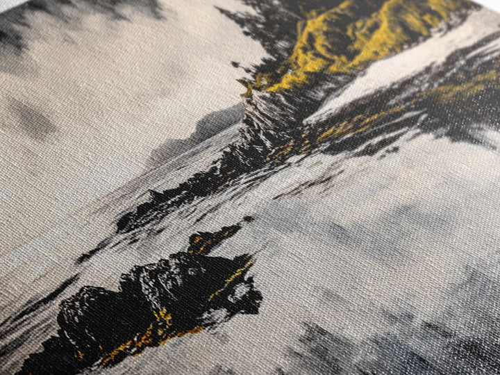 Coastal Reflection, Black White Art, Framed Canvas Print, Modern Landscape Art, Minimalist Decor, Large Wall Art, Bedroom Wall Art