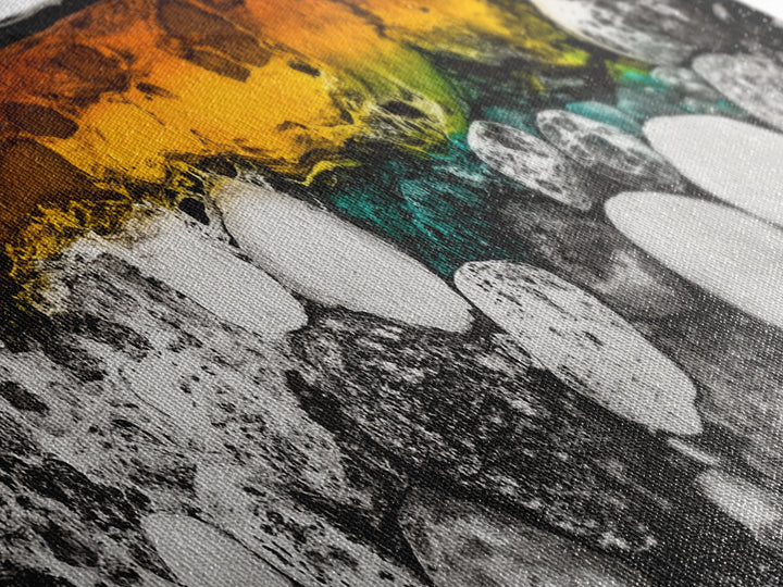 Abstract Stones, Modern Art, Vibrant Wall Decor, Canvas Print, Black White Orange, Office Art, Contemporary Home Decor, Large Wall Art