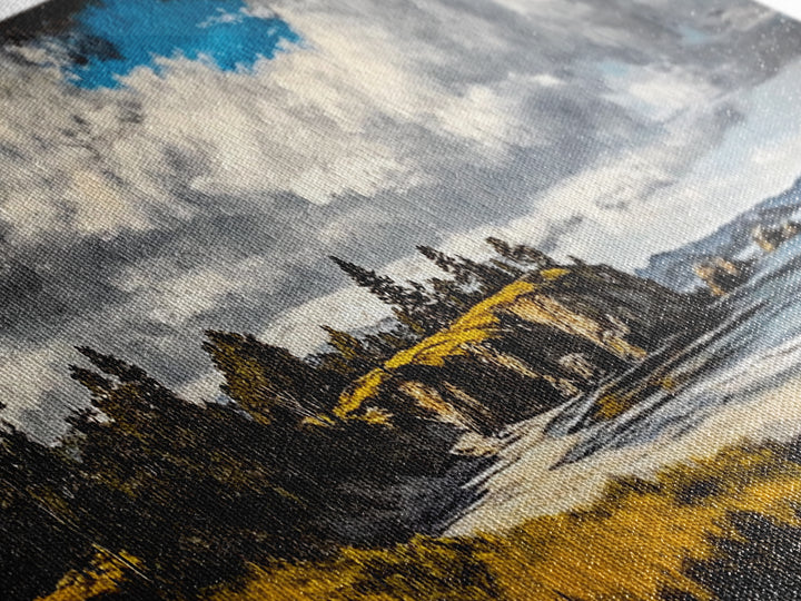 Dramatic Beach, Blue Sky, Coastal Landscape Art, Canvas Print, Modern Nature Decor, Living Room Artwork, Large Scenic Wall Art