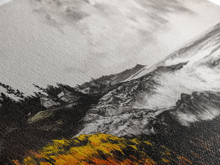 Coastal Storm, Monochrome Seascape, Bold Ocean Art, Framed Canvas Print, Black White Yellow, Living Room Wall Decor, Nautical Artwork