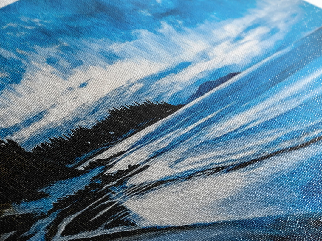 Blue Horizon, Twilight Seascape, Tranquil Beach Wall Art, Canvas Print, Calming Coastal Painting, Bedroom Relaxation Decor, Ocean Serenity