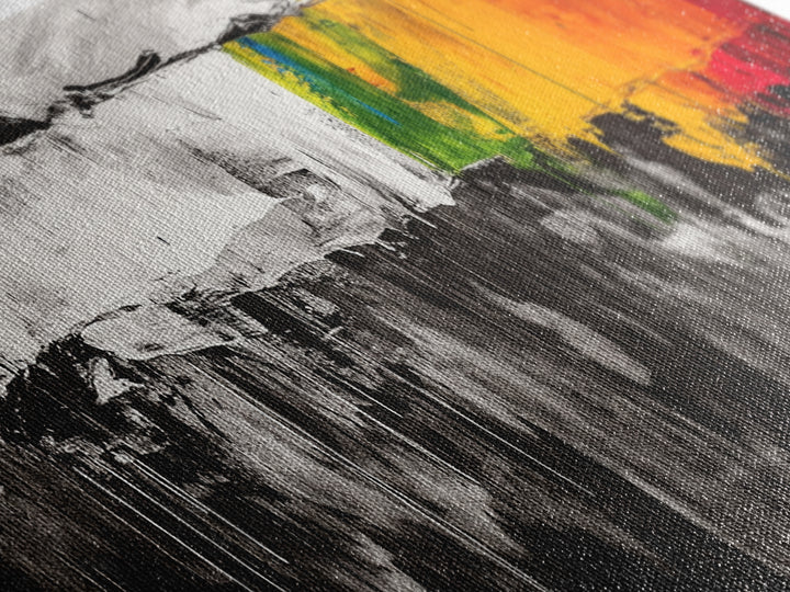 Abstract Mountain Art, Landscape Painting, Modern Boho Decor, Textured Wall Art, Neutral Nature Print, Office Wall Art, Framed Canvas Print