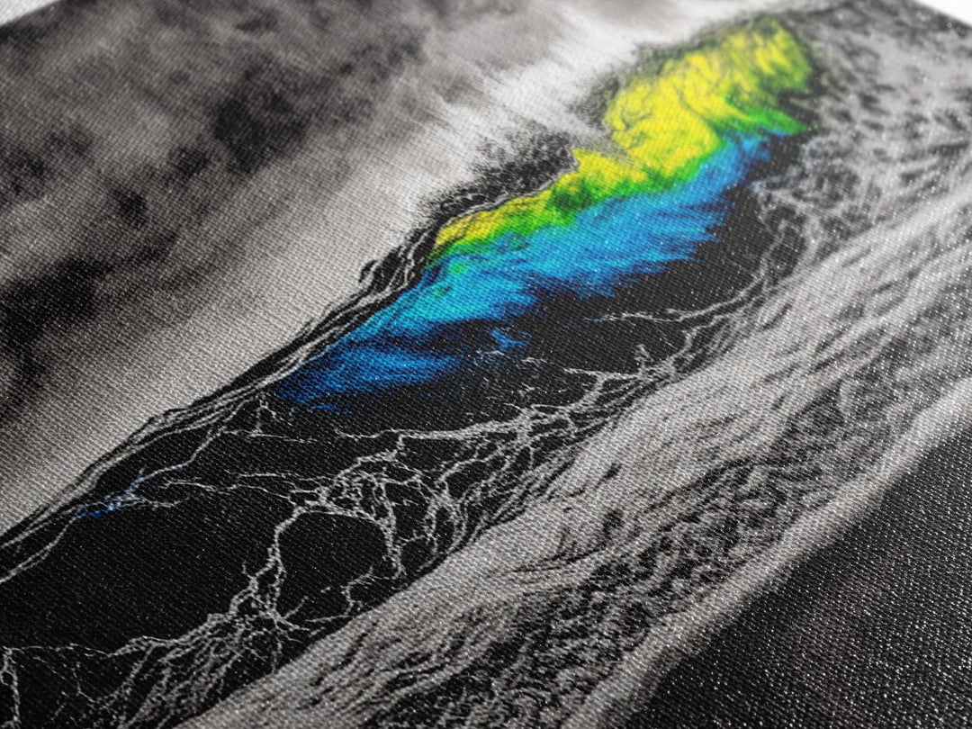 Black, White, Wave, Framed Canvas Print, Surf Wall Art, High Contrast Ocean Scene, Modern Coastal Decor, Contemporary Wave Painting, Monochrome