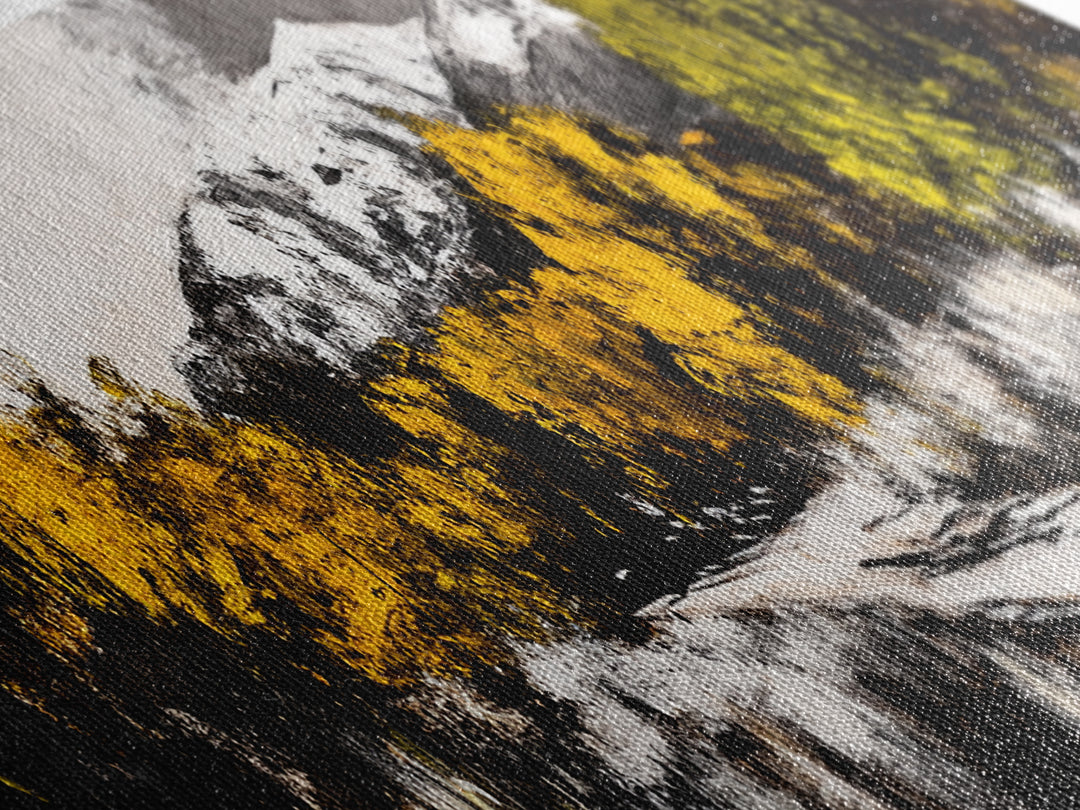 Autumn Forest Scene, Yellow Tree Painting, Rustic Nature Print, Cozy Living Room Wall Decor, Large Canvas Print, Framed Canvas Print