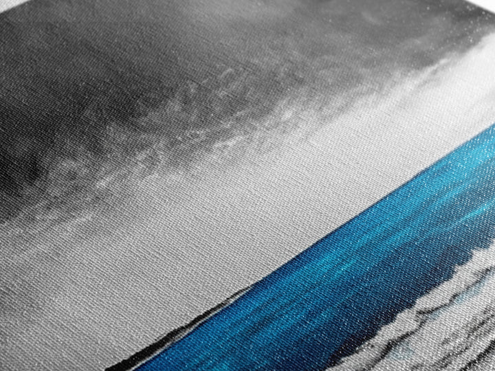 Blue Ocean, Moody Seascape, Coastal Wall Art, Minimalist Beach Scene, Black and White Decor, Framed Canvas Print, Bathroom Wall Art