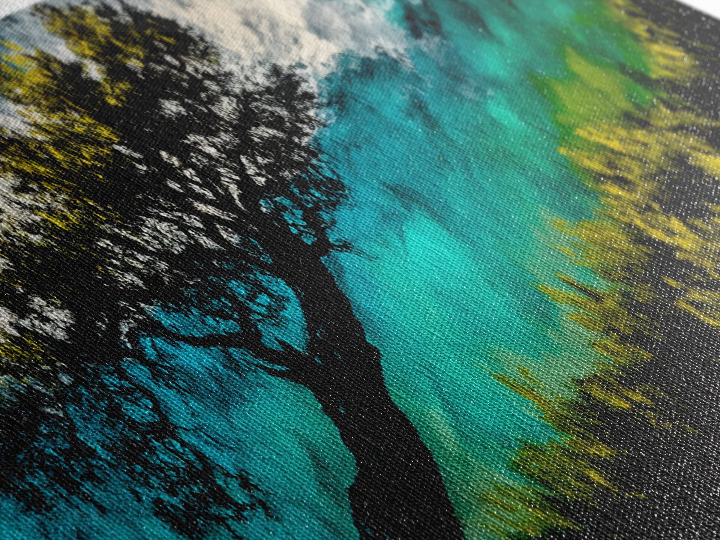 Abstract, Windy Tree, Coastal, Storm, Framed Canvas Print, Moody Wall Art, Large Wall Art, Nature Art, Modern Home Decor, Living Room Wall Art