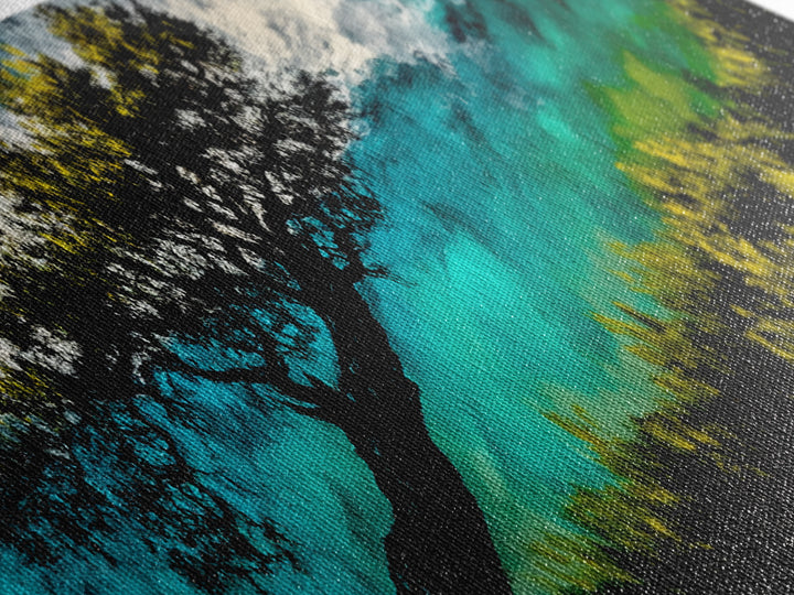 Abstract, Windy Tree, Coastal, Storm, Framed Canvas Print, Moody Wall Art, Large Wall Art, Nature Art, Modern Home Decor, Living Room Wall Art