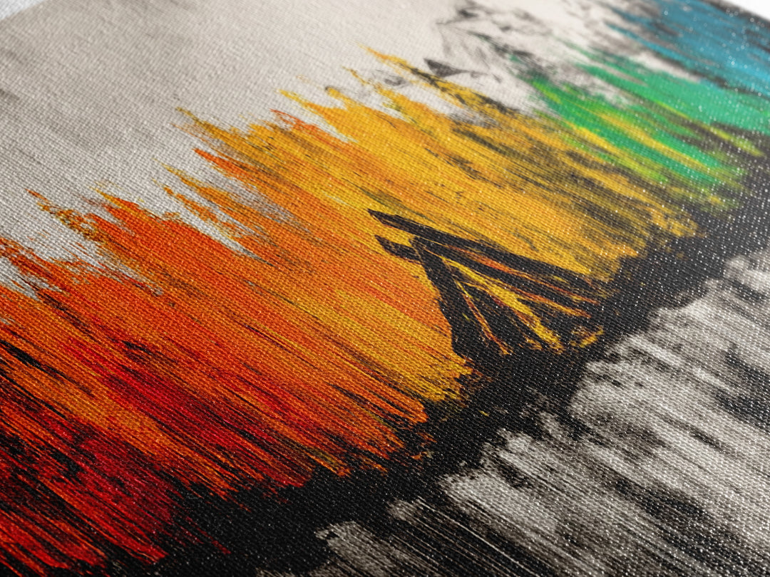 Campfire Nights, Fall Decor, Outdoor Adventure Art, Canvas Print, Rustic Home Wall Art, Cozy Fireplace Painting, Nature Lover Gift