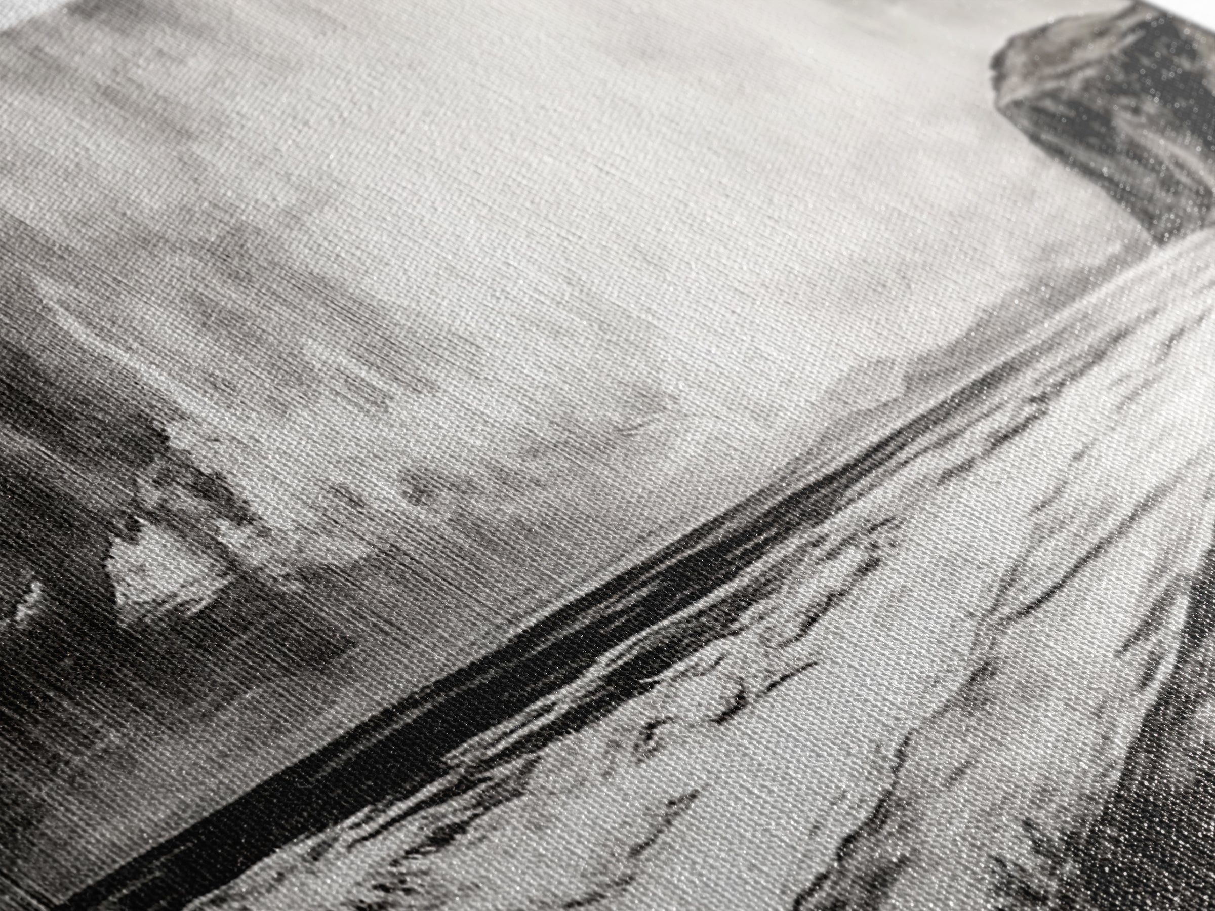 Rainy Coast, Moody Seascape, Black and White Art, Framed Canvas Print, Minimalist Wall Art, Beach House Decor, Ocean Landscape, Large Art