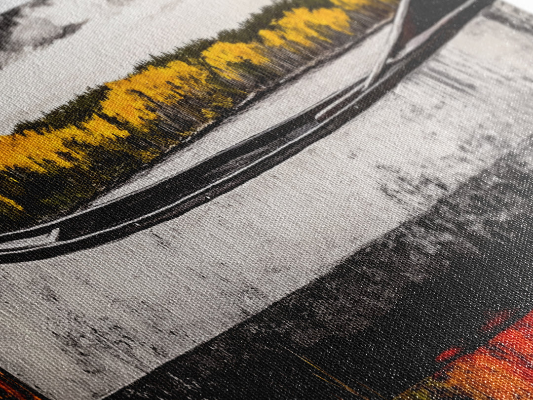 Autumn Canoe, Rustic Lake Art, Nature Wall Decor, Canvas Print, Fall Landscape Painting, Outdoor Adventure Art, Cabin Wall Art, Canoe Artwork