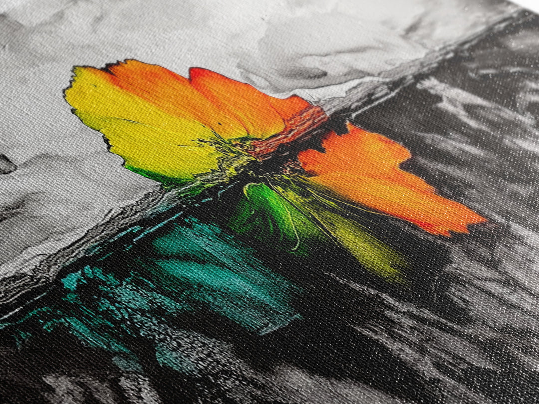 Abstract Floral Art, Floating Flower Print, Modern Botanical Wall Decor, Vibrant Nature Painting, Contemporary Canvas Print, Office Art