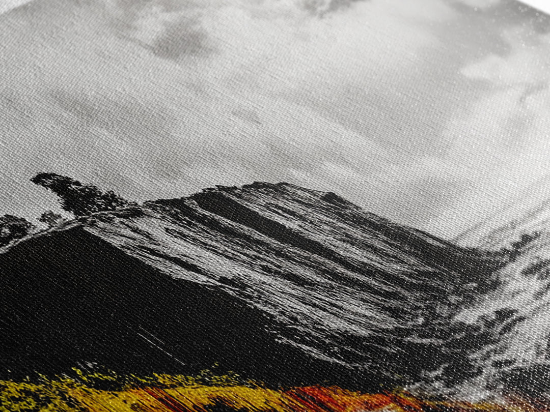 Coastal Cliff Painting, Black and White Seascape, Ocean View Artwork, Modern Nautical Decor, Beach House Wall Art, Framed Canvas Print